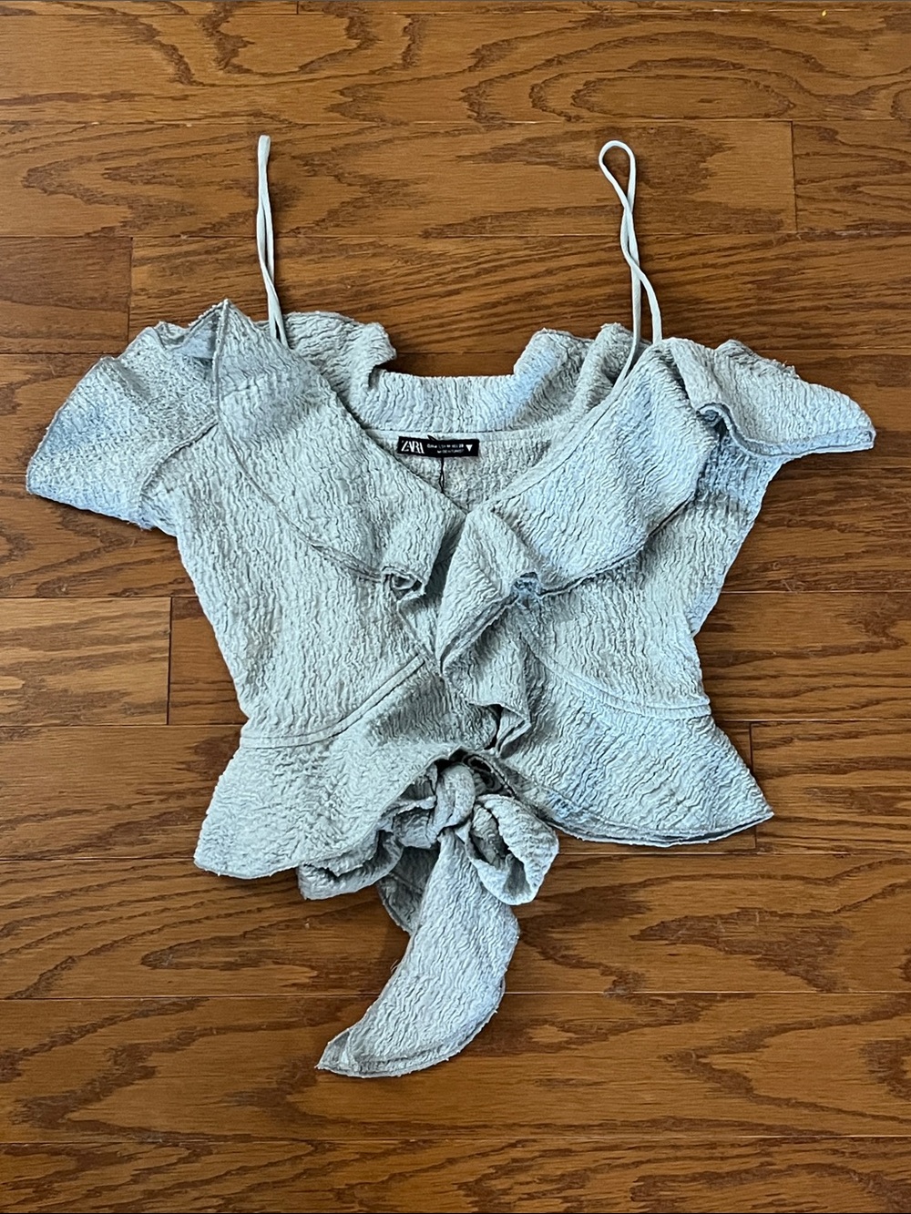 ZARA Light Blue Ruffle Tie-Front Camisole